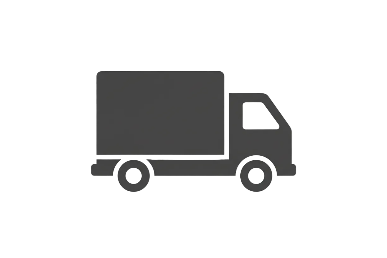 A minimilist delivery truck with a transparent background